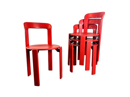 4er Set Vintage Stühle LACKIERT Bruno Rey Kusch & Co 1970er Design