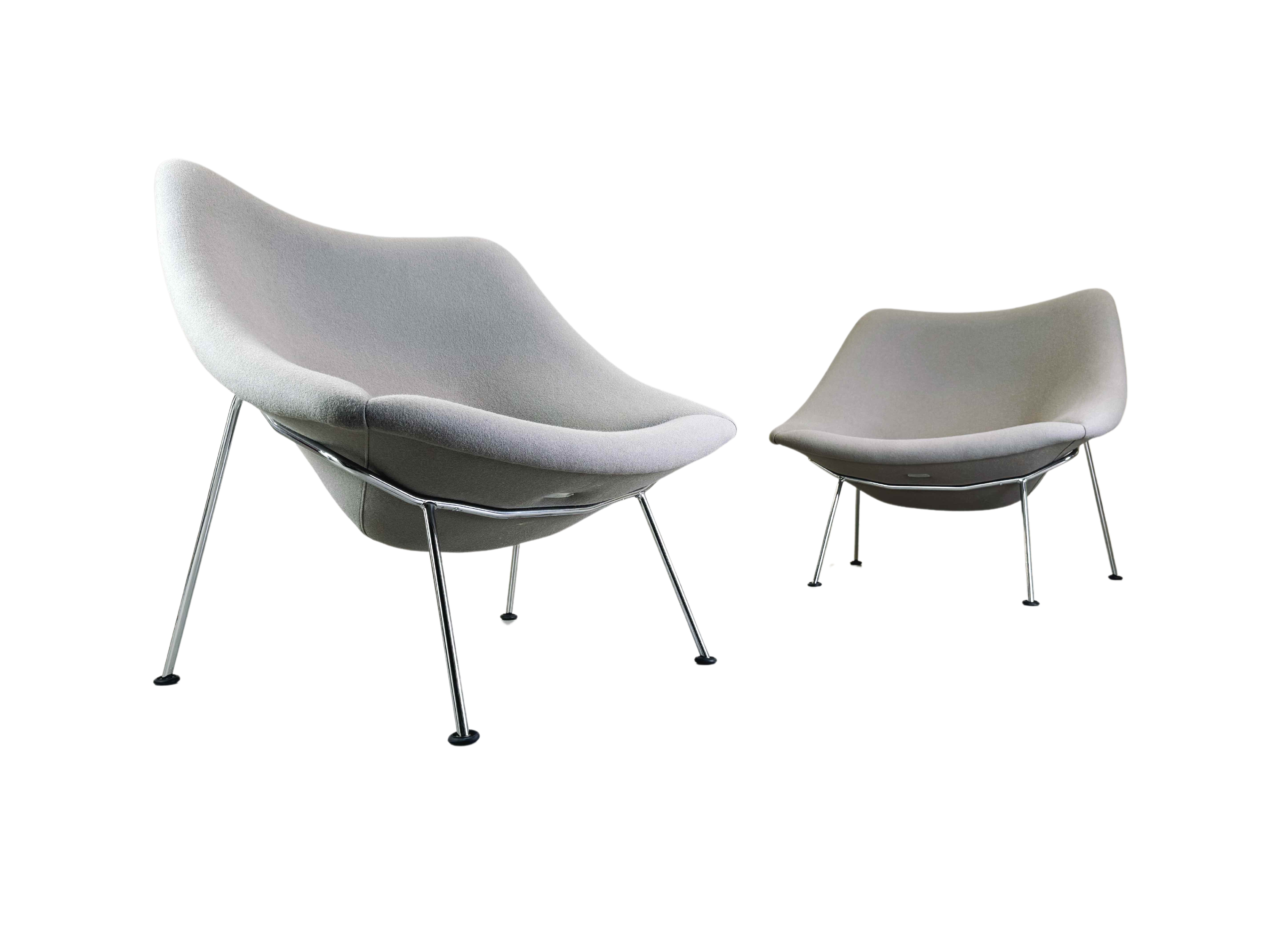 2x Pierre Paulin Oyster chair Mid Century Sessel Artifort grau Filz