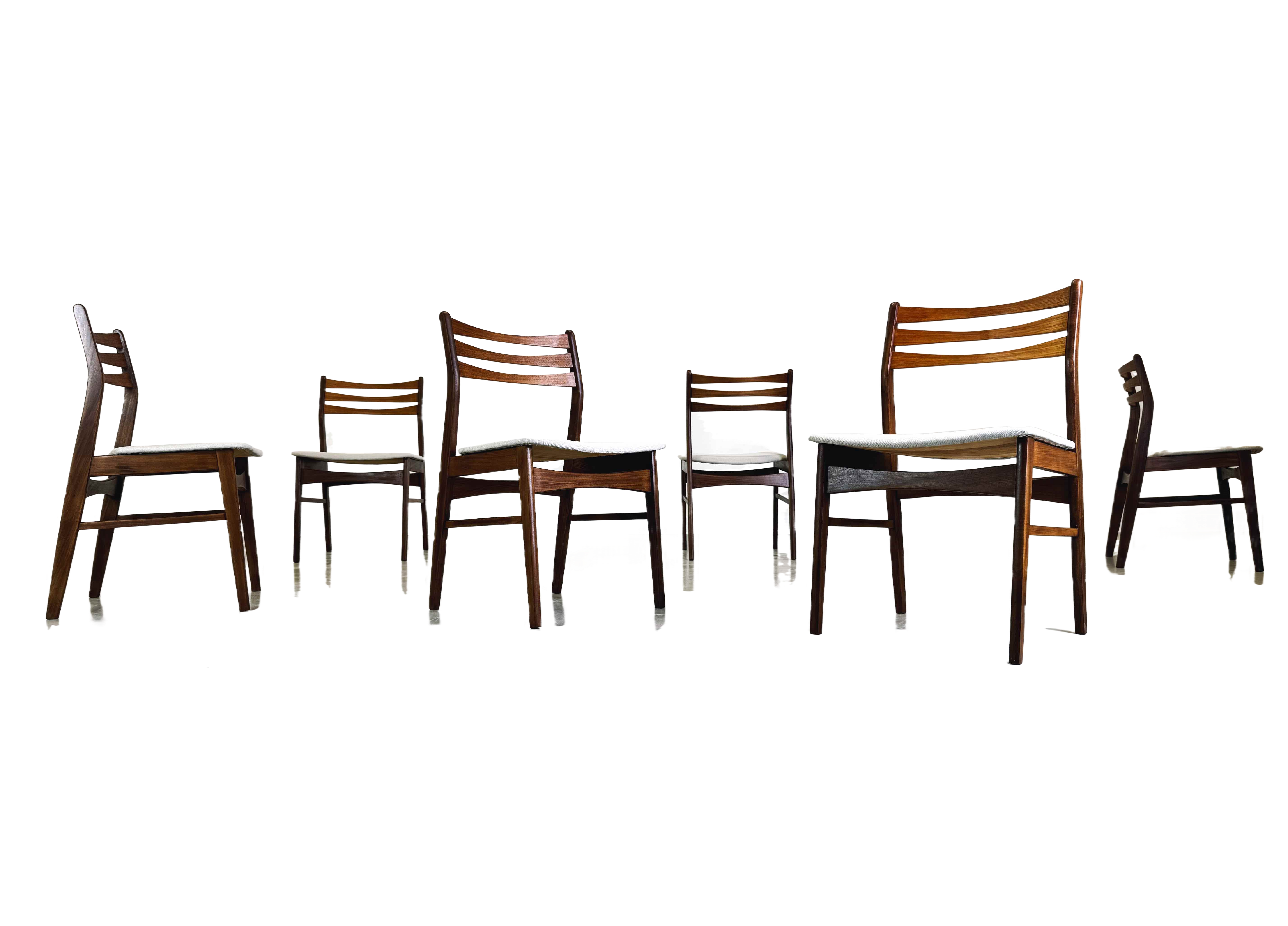 6er Set Teak Mid Century Stühle danish design neu bezogen