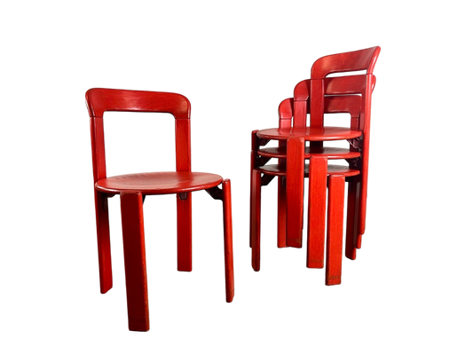 4er Set Vintage Stühle LASIERT Bruno Rey Kusch & Co 1970er Design